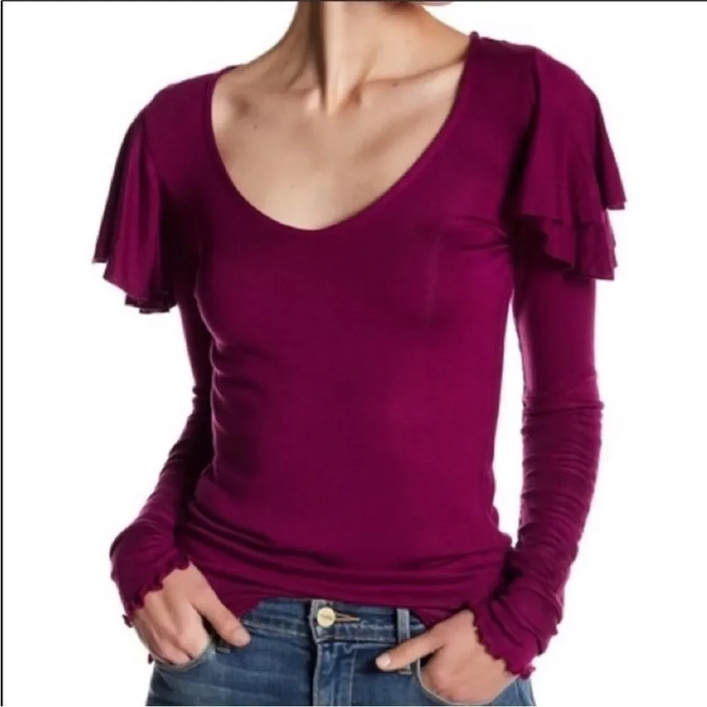 Free People On Rewind Ruffle Blouse Size M
